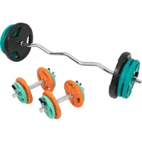 Gorilla Sports EZ-curlset 70 kg Gripper Gietijzer Rubber Coating - Veersluiting 30 mm