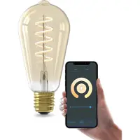 Calex Smart Outdoor Smart LED Lamp - E27 - Slimme ST64 Bluetooth Mesh Bulb - RGB en Warm Wit Licht - Goud - 7W