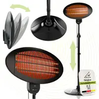 Juskys – Infraroodstraler – 2000 W – Voorzien Van Telescoopstatief En 3 Verwarmingsniveaus – Voor Terras En Tuin – Zwart Staal