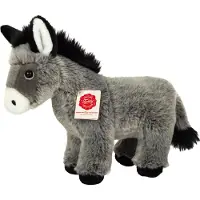 Teddy HERMANN® Knuffeldier Ezel - zachte pluche stof - premium knuffels - grijs - 27 cm - Boerderijdieren