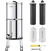 Vevor Gravity Waterfiltersysteem RVS Aanrechtbladsysteem 7+7,5L Waterfiltratiesysteem