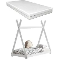 En.casa Juniorbed Tipi eenpersoonsbed incl. matras 80x160 - wit