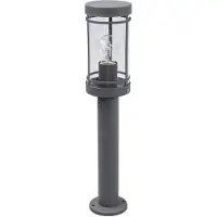 LINDBY sokkellamp Djori, 50 cm, antraciet, roestvrij staal, E27 Djori, alu / grijs / zink, Roestvrij staal, Modern, buitenlamp
