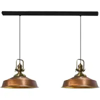 Bamyum Hanglamp Eettafel Koperkleur 2-Lichts 41cm Metaal, Hanglamp Eettafel Woonkamer, Industriële Vintage Hanglamp, Keukenlamp Vintage, Rode Pendellamp