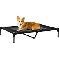 PawHut , verhoogd honden- en kattenbed, campingbed, dierenbed, groot comfort, Oxford-stof, microgeperforeerd textiel, metaal, 92L x 76B x 18H cm, zwart