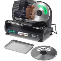 Sommertal Multifunctionele Snijmachine AS190 DUAL – 200W, RVS Mes met Gegolfde en Gladde Snede, Elektrische Snijmachine voor Brood, Kaas, Vlees, Dikte Verstelbaar (0-15mm)