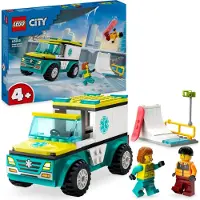 LEGO City Spoedambulance en Snowboarder Speelset voor Kinderen, Minifiguren