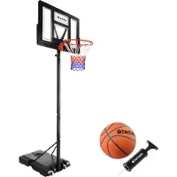 TecTake - Basketbalstandaard 230-305cm basketbalring basketbalsysteem met wielen - incl. bal en pomp
