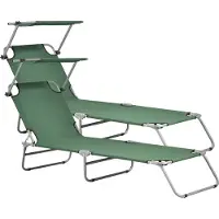 Casa.pro Ligbed met luifel Argozelo 186x55x24 cm set van 2 donkergroen