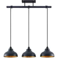 LINDBY Hanglamp Emna, dimbaar, zwart, Woon-/ Eetkamer, metaal, Vintage, hanglamp