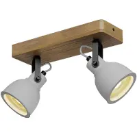 LINDBY Plafondlamp , Mitis, dimbare, Hout, Woonkamer, Beton, Industrieel