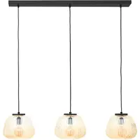 Brilliant 80109/86 Kaizen Pendel Metaal Zwart/Glas Amber - 3 x E27
