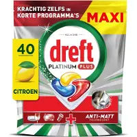 Dreft Platinum Plus Vaatwastabletten Citroen - Anti-Dofheidstechnologie - 40 stuks