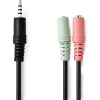 Nedis Jack splitter kabel - 4-polig 3,5 mm jack male naar 3-polig 3,5 mm jac