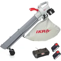 Ikra 3-in-1 accu-blazer en -stofzuiger voor bladeren IALS 2-20 | 20V | tot 210 km/u | Haksel functie 10:1 | 45 liter opvangzak | inclusief 2 accu's en dubbele snellader