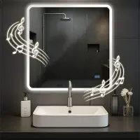 CLP Jericho Badkamerspiegel - met verlichting - met verwarming - vierkant - anti-condens wandspiegel - LED dimbaar - met Bluetooth - helder/glas