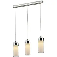 Esto Hanglamp hanglamp eetkamer hanglamp woonkamer, 3 vlammen, chroom zilver glas, 3x LED 5W 450Lm 3000K, DxH 65x130 cm