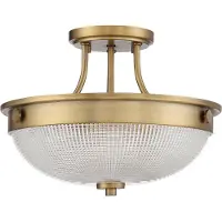 QUOIZEL LED Plafondlamp Mantle | 2X E27 Max 60W | Dimbaar | Weathered Brass