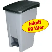 BRB-Lagertechnik Afvalcontainer/rolemmer - pedaalemmer Basic - zwart - 60 liter - 49 x 38 x 70 cm - huis/tuin afval scheiden