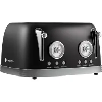 Kitchenbrothers Retro Broodrooster - Toaster - 6 Warmteniveaus - 4 Extra Brede Sleuven - 815W - Zwart