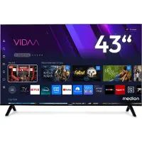 Medion 108 cm (43″) QLED Ultra HD TV (Smart-TV, 4K, Dolby Vision HDR, VIDAA Store, Prime Video, Disney+, DAZN, Paramount+, Dolby Atmos, HbbTV, PVR, Bluetooth, MD 843601)