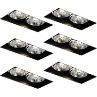 QAZQA Set van 6 inbouwspots zwart GU10 70mm 2-lichts trimless - Oneon