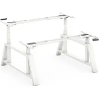 Worktrainer - OakDesk Dubbel Zit Sta Bureau - Hoogte 73,5 - 137,5 cm - Breedte 107,5 - 180 cm - Wit/Wit - Memory Bediening - In Hoogte Verstelbaar Bureau Duo Onderstel - Elektrisch Frame