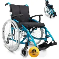 Mobiclinic Venecia - Opvouwbare rolstoel - Veiligheidsgordel - Dik kussen - Aluminium - Gedeelde rugleuning - Sportieve esthetiek - In hoogte verstelbaar - Inklebaar