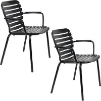 Zuiver Set van 2 tuinstoelen Vondel | metaal zwart 58x82x64 cm tuinstoelen | NADUVI