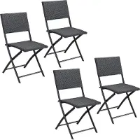 Casaria Tuinstoel Rome Set van 4 Zwart Kunststof