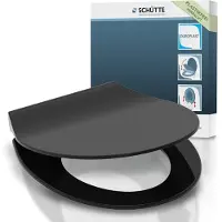 Schutte WC-Bril 82710 SLIM BLACK - Duroplast - Super Dun - Soft Close - Afklikbaar - RVS-Scharnieren - Belastbaar tot 175 kg - Gelakt - Zwart Mat