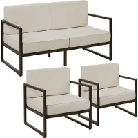 TecTake - Tuin-loungeset Comosa - Voor 4 personen - Tuinset - Loungebank en twee tuin fauteuils - Waterafstotende en ultradikke zit-en rugkussens - Draagkracht 120kg per zitplaats - Bruin/beige