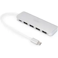 Digitus DA-70242-1 USB Type-C hub met PD-opladen, 4x USB 3.0 poorten en 1x PD-oplaadpoort