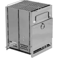 Fox Outdoor Rocket Stove - Buitenkachel - RVS - opvouwbaar met grill - small - ca. 27 x 20 x 20 cm (H x B x D)