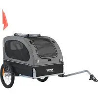 Vevor Hondenkar 40 kg Fietskar Koolstofstaal + 600D Oxford-stof + PP Opvouwbaar 1440 x 720 x 779 mm als opvouwbare kar Afmetingen 760 x 560 x 195 mm Zwart &amp; Grijs
