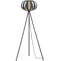 LINDBY Vloerlamp Tamira , zwart, Woon-/ Eetkamer, metaal, Landelijk, vloerlamp