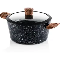 WESTINGHOUSE Braadpan – Ø 24 cm – Inductie – PFOA-vrij – Inclusief Deksel – Black Marble Wood
