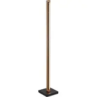 Globo Design vloerlamp Starla zwart met hout 113cm
