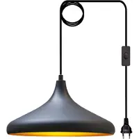 Bamyum Champion Hanglamp Met Stekker 35 cm, 450 cm Snoer, Zwart Metalen Hanglamp