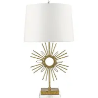 Gilded Nola Elstead Sun King tafellamp, E27, gebeitst goud, crème