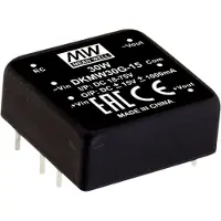 MEAN WELL DKMW30F-15 DC/DC-converter, SMD 12 V/DC 15 V/DC 1 A 30 W Aantal uitgangen: 2 x Inhoud 1 stuk(s)