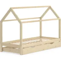 VitaliSpa Wiki Huisbed – 90x200 cm met logeerbed Natuurlijk hout