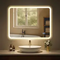 CLP Jericho Badkamerspiegel - met verlichting - met verwarming - vierkant - anti-condens wandspiegel - LED dimbaar - 3 lichtmodi - helder/glas