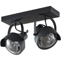 LINDBY Koplamp-plafondspot Henega, zwart, met 2 lampjes dimbaar, zwart, Woon-/ Eetkamer, metaal, Industrieel design, buitenspot