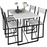 VCM 5-delige houten metalen eetset keukentafel eettafel groep tafel stoelen Insasi L