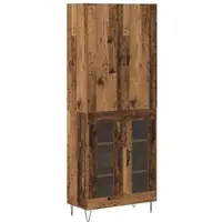 vidaXL Highboard 2 st Oudhout 69,5 x 34 x 180 cm Bewerkt hout