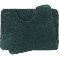 Prima Set - - Soft - WC mat - 50x60cm - met uitsparing 21cm - en - Badmat - 50x70cm - donker groen - antislip