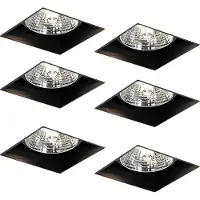 QAZQA Set van 6 zwarte inbouwspots GU10 70mm Trimless - Oneon