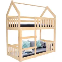 Springos Stapellit - - Massief houten huis - 80 x 160 cm - 2 plaatsen - Veiligheidsbarrière