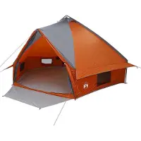 vidaXL Teepee Tent voor 10 Personen 10-persoons Grijs en Oranje